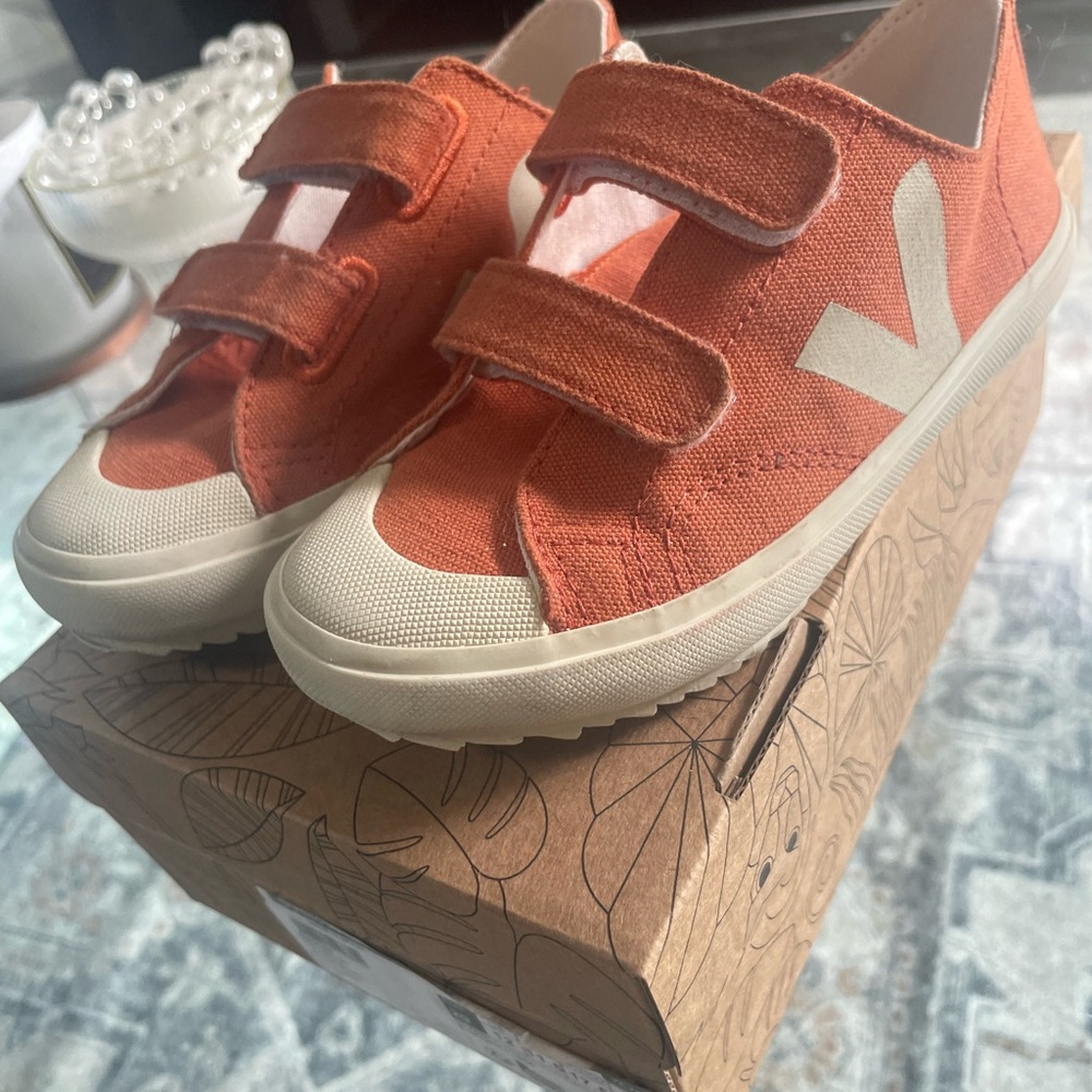 Veja Orange Velcro Sneakers Retro-Inspired Casual - Picture 2 of 8